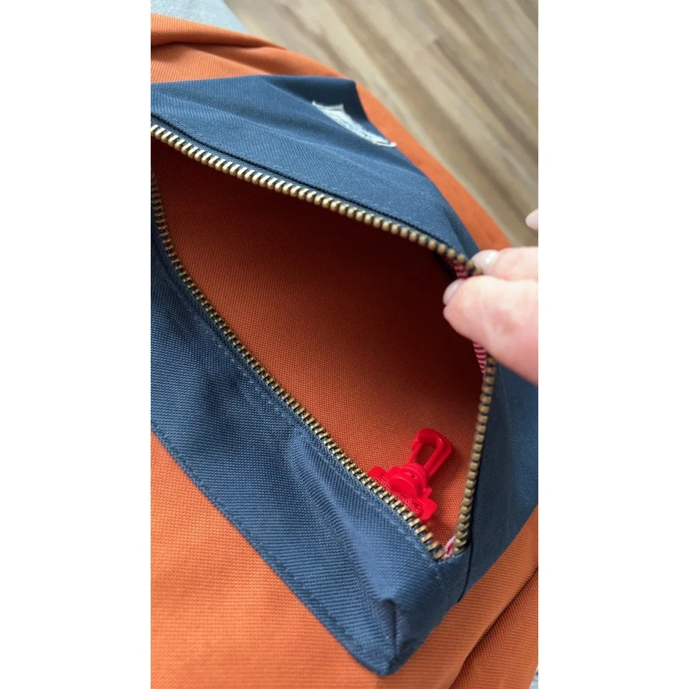 Herschel Supply Co. Orange & Navy Canvas Backpack‎ School Bag Bookbag Travel